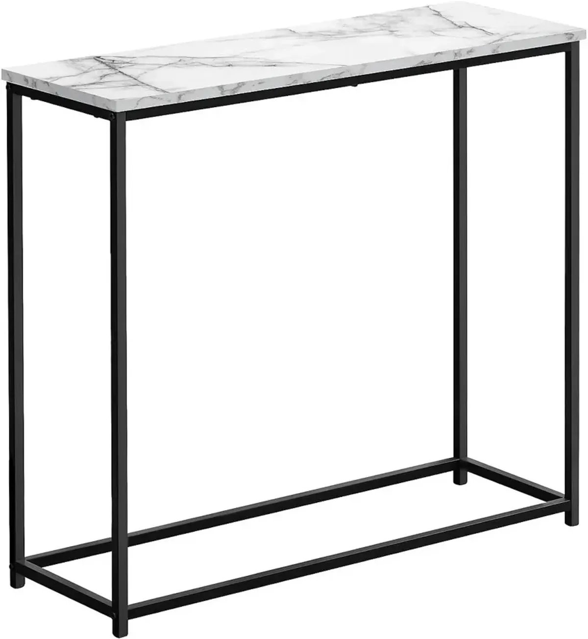 Monarch Specialties Inc. 32"L White Marble Look Console Table with Black Metal Base