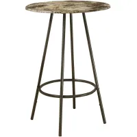 Home Bar, Bar Table, Bar Height, Pub, 30" Round, Small, Kitchen, Metal, Laminate, Brown Marble Look, Contemporary, Modern