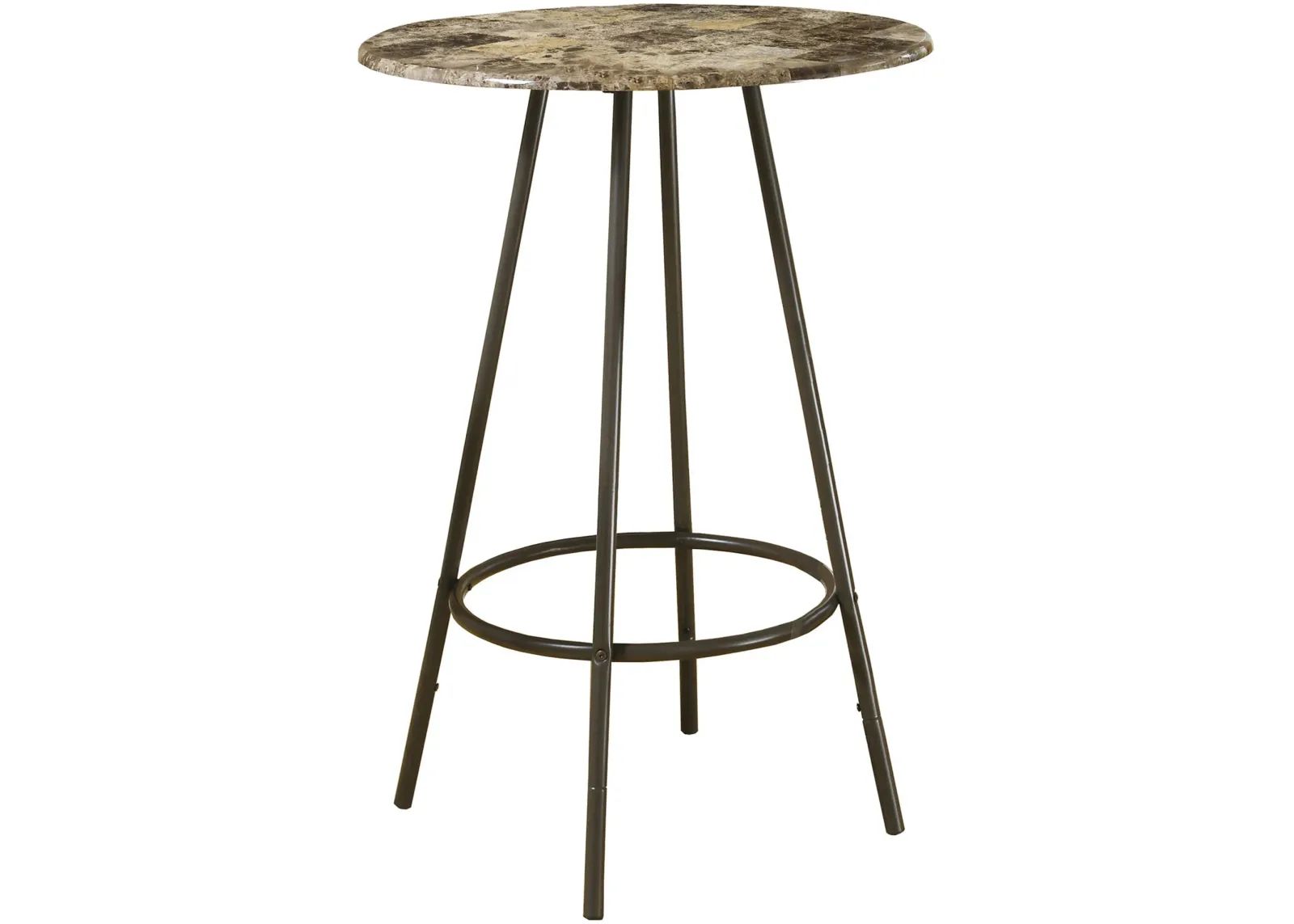 Home Bar, Bar Table, Bar Height, Pub, 30" Round, Small, Kitchen, Metal, Laminate, Brown Marble Look, Contemporary, Modern