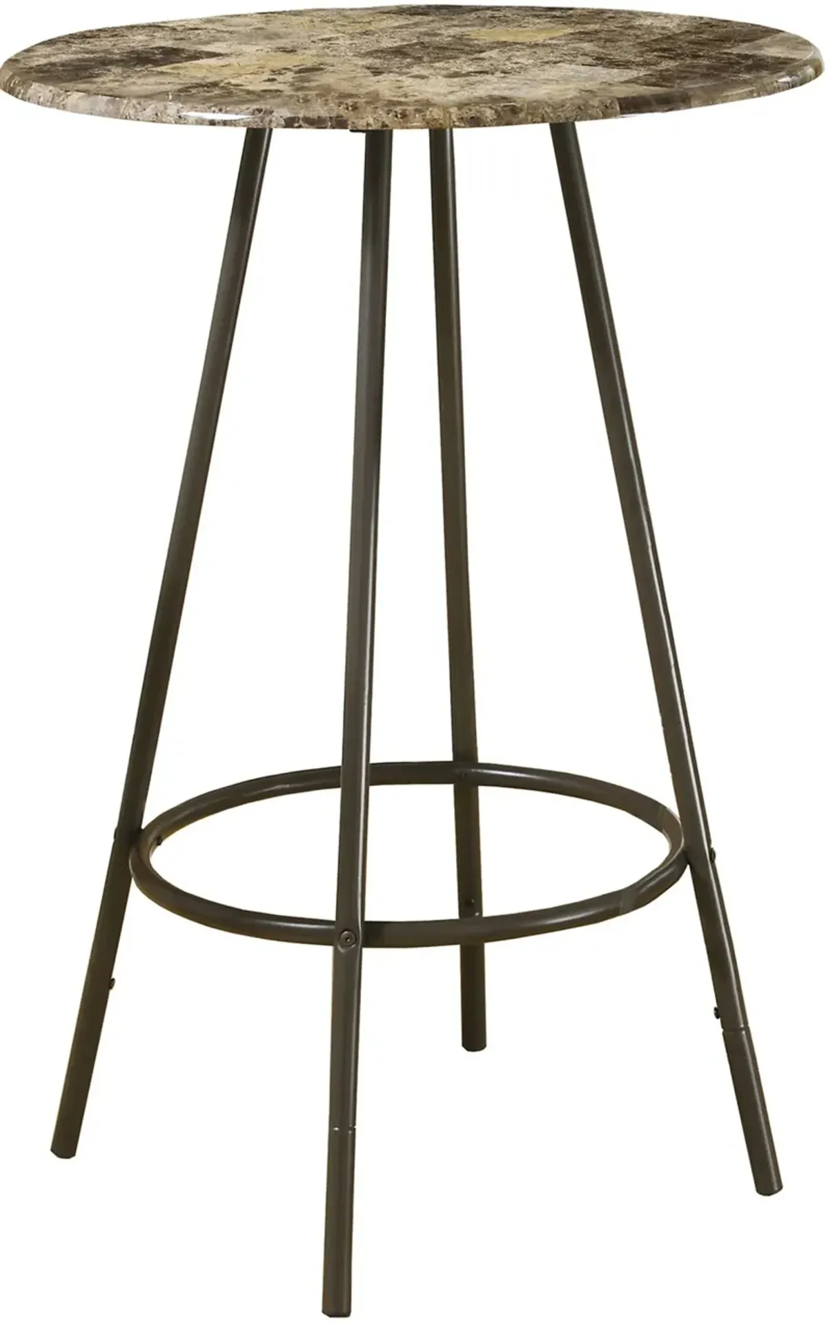 Home Bar, Bar Table, Bar Height, Pub, 30" Round, Small, Kitchen, Metal, Laminate, Brown Marble Look, Contemporary, Modern