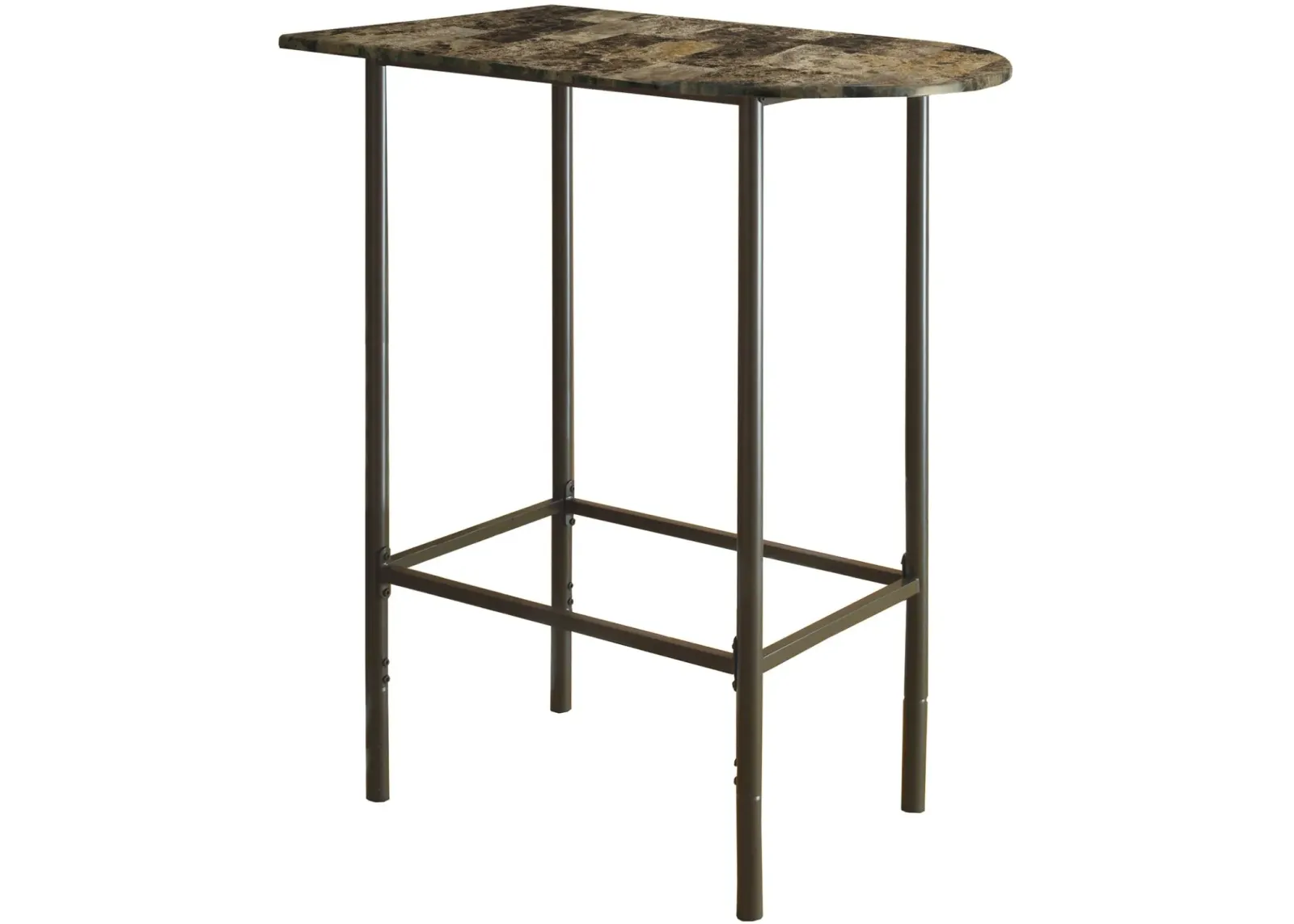 Home Bar, Bar Table, Bar Height, Pub, 36" Rectangular, Small, Kitchen, Metal, Laminate, Brown Marble Look, Contemporary, Modern