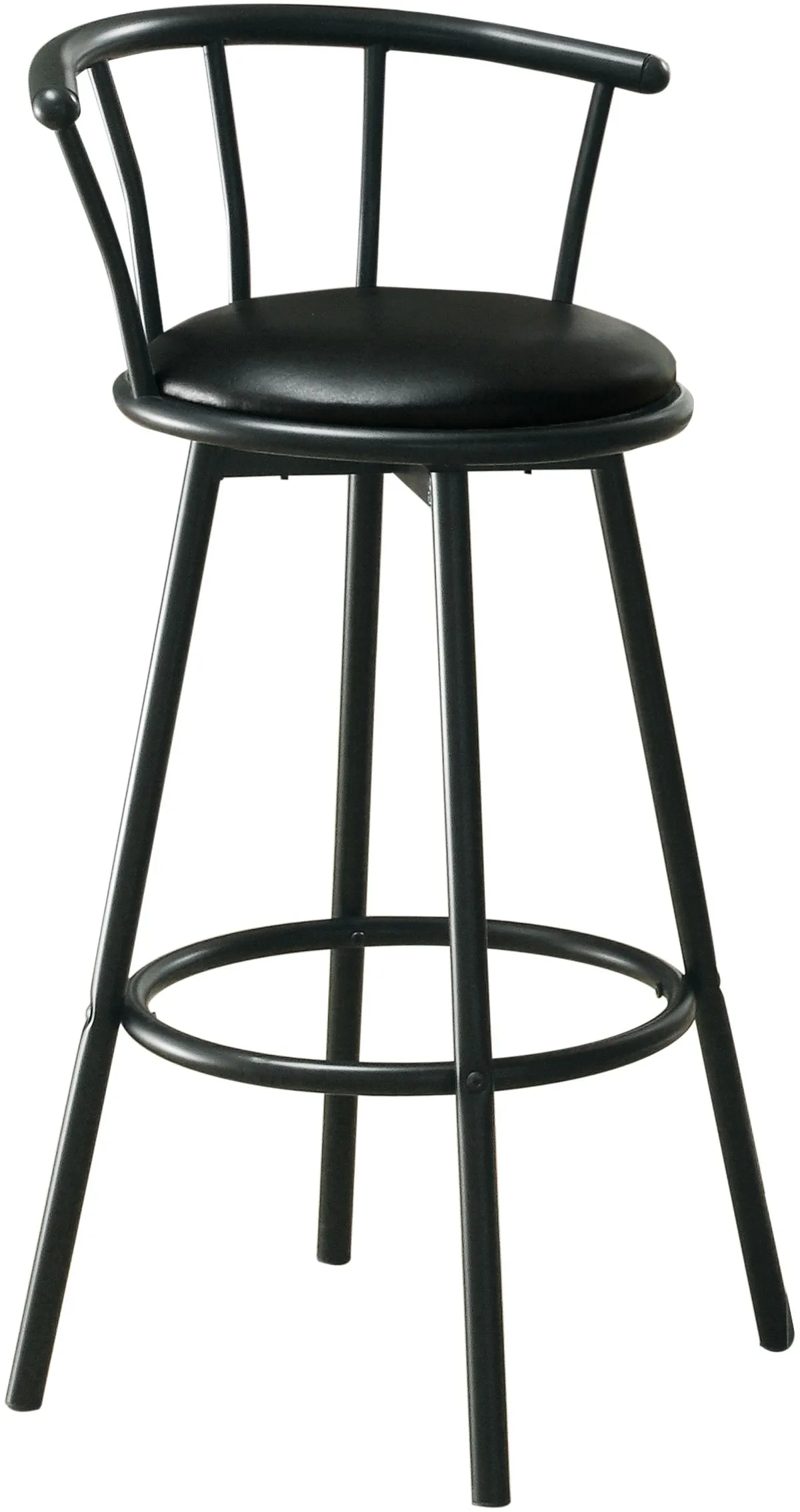 Bar Stool, Set Of 2, Swivel, Bar Height, Wood, Pu Leather Look, Black, Contemporary, Modern