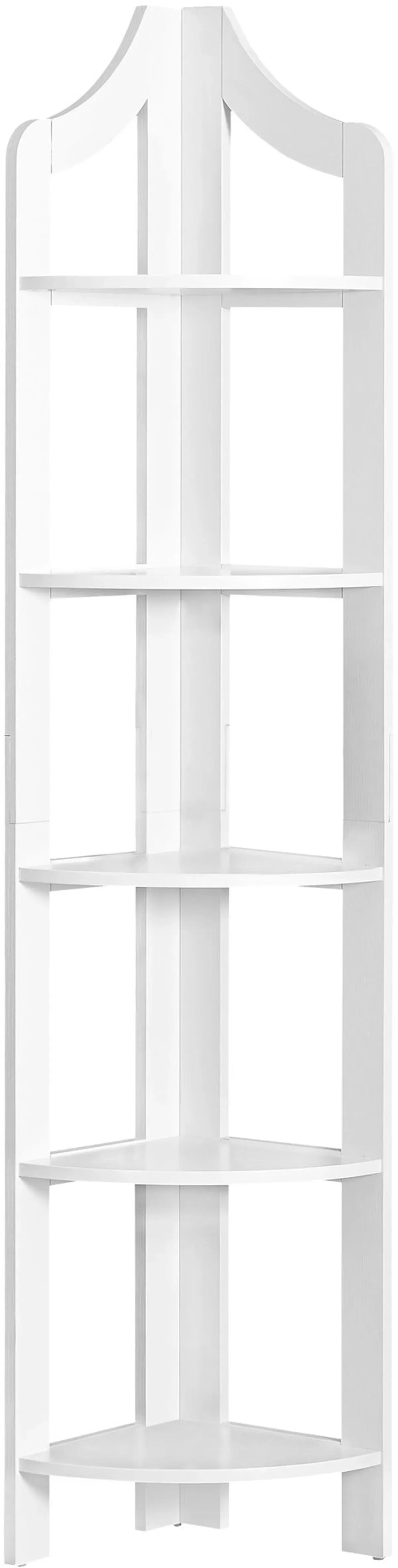 Bookshelf, Bookcase, Etagere, Corner, 5 Tier, 72"H, Office, Bedroom, Laminate, White, Transitional