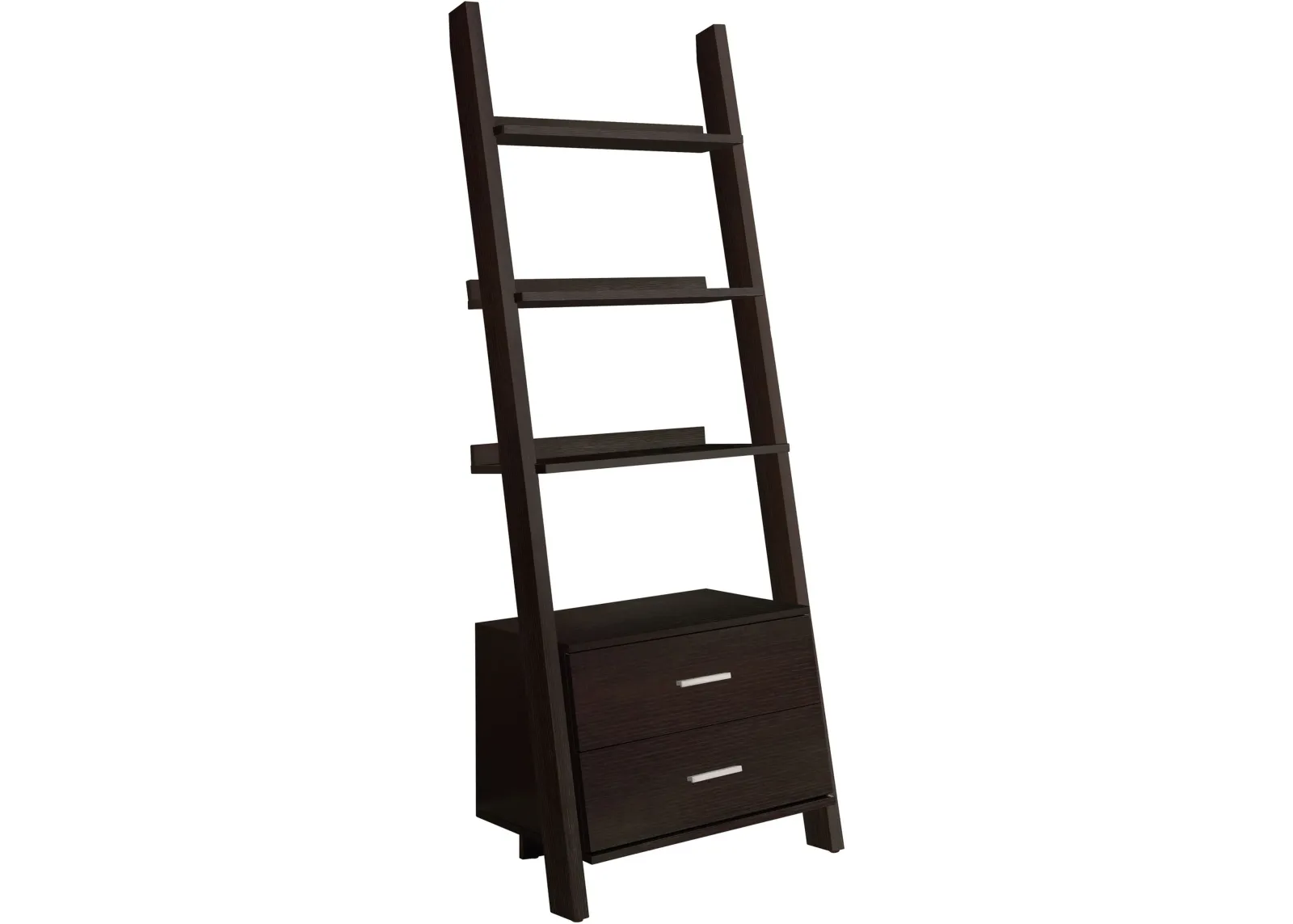 Bookshelf, Bookcase, Etagere, Ladder, 4 Tier, 69"H, Office, Bedroom, Laminate, Brown, Contemporary, Modern