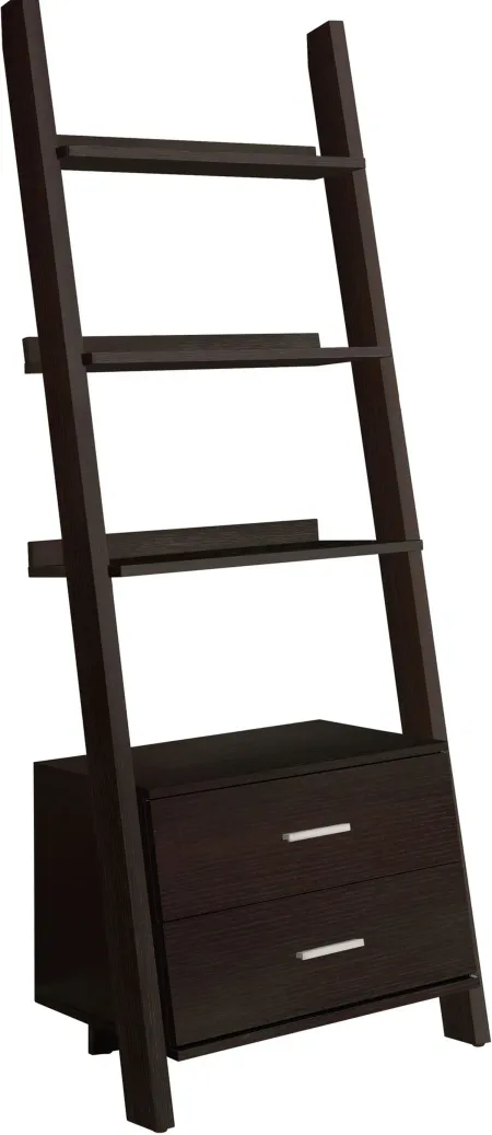 Bookshelf, Bookcase, Etagere, Ladder, 4 Tier, 69"H, Office, Bedroom, Laminate, Brown, Contemporary, Modern