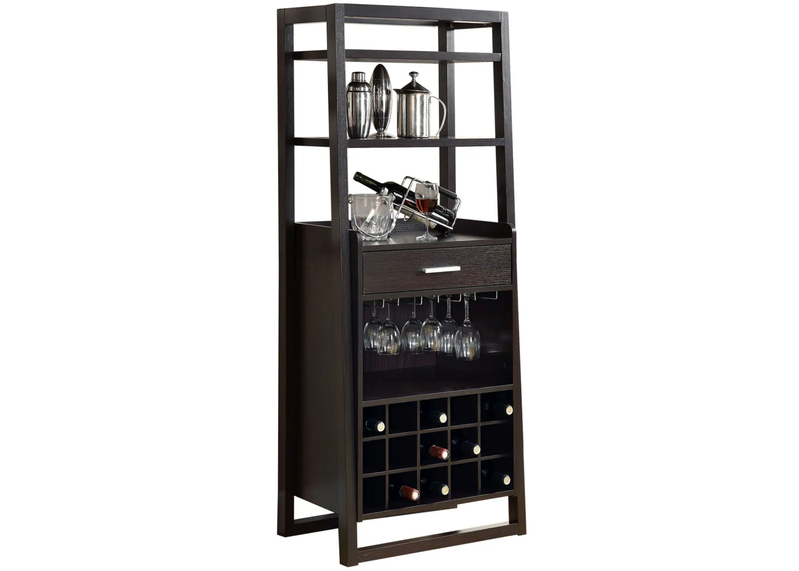 Home Bar, Wine Rack, Storage Cabinet, Laminate, Brown, Contemporary, Modern