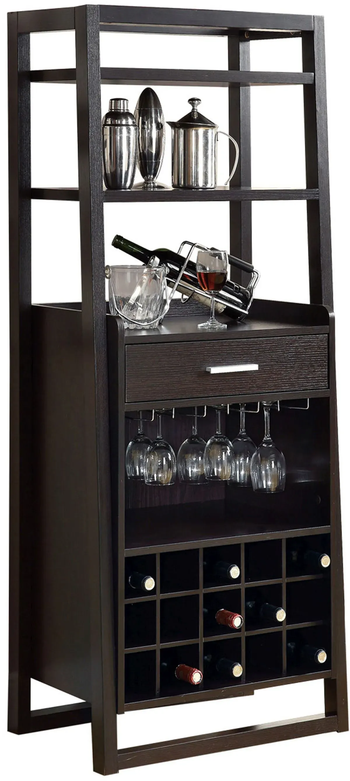 Home Bar, Wine Rack, Storage Cabinet, Laminate, Brown, Contemporary, Modern