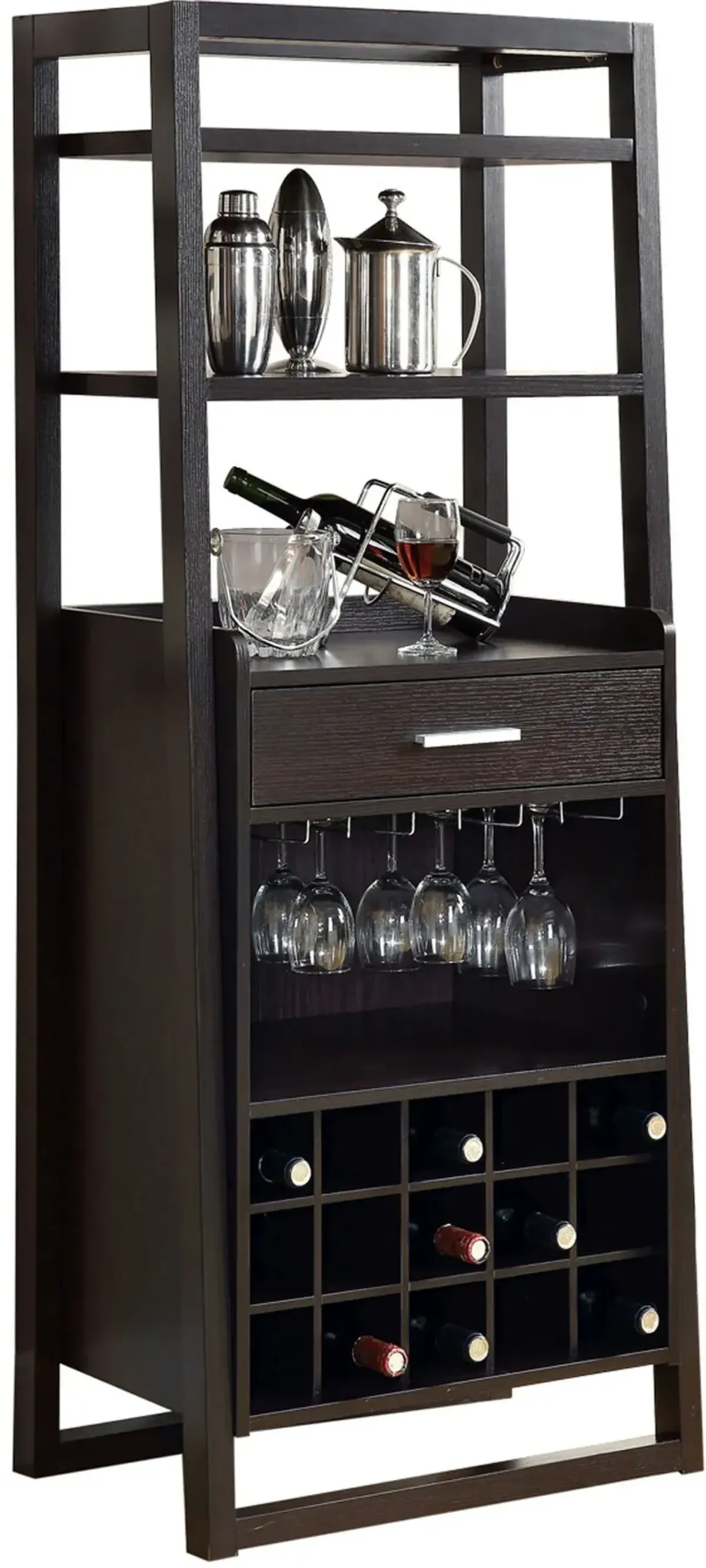 Home Bar, Wine Rack, Storage Cabinet, Laminate, Brown, Contemporary, Modern