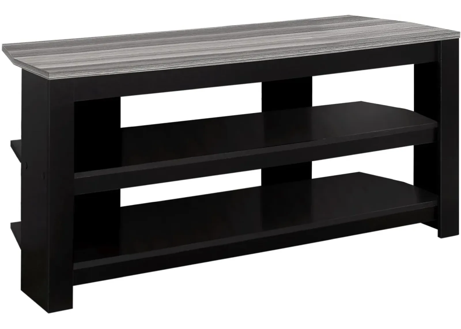 Tv Stand, 42 Inch, Console, Media Entertainment Center, Storage Shelves, Living Room, Bedroom, Laminate, Black, Grey, Contemporary, Modern