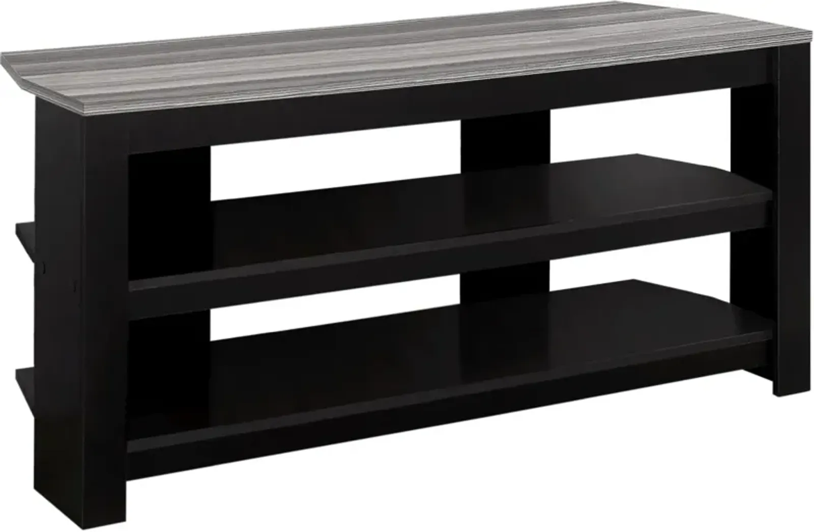 Tv Stand, 42 Inch, Console, Media Entertainment Center, Storage Shelves, Living Room, Bedroom, Laminate, Black, Grey, Contemporary, Modern