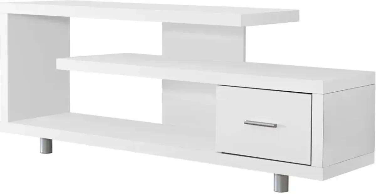 Tv Stand, 60 Inch, Console, Media Entertainment Center, Storage Cabinet, Living Room, Bedroom, Laminate, White, Contemporary, Modern