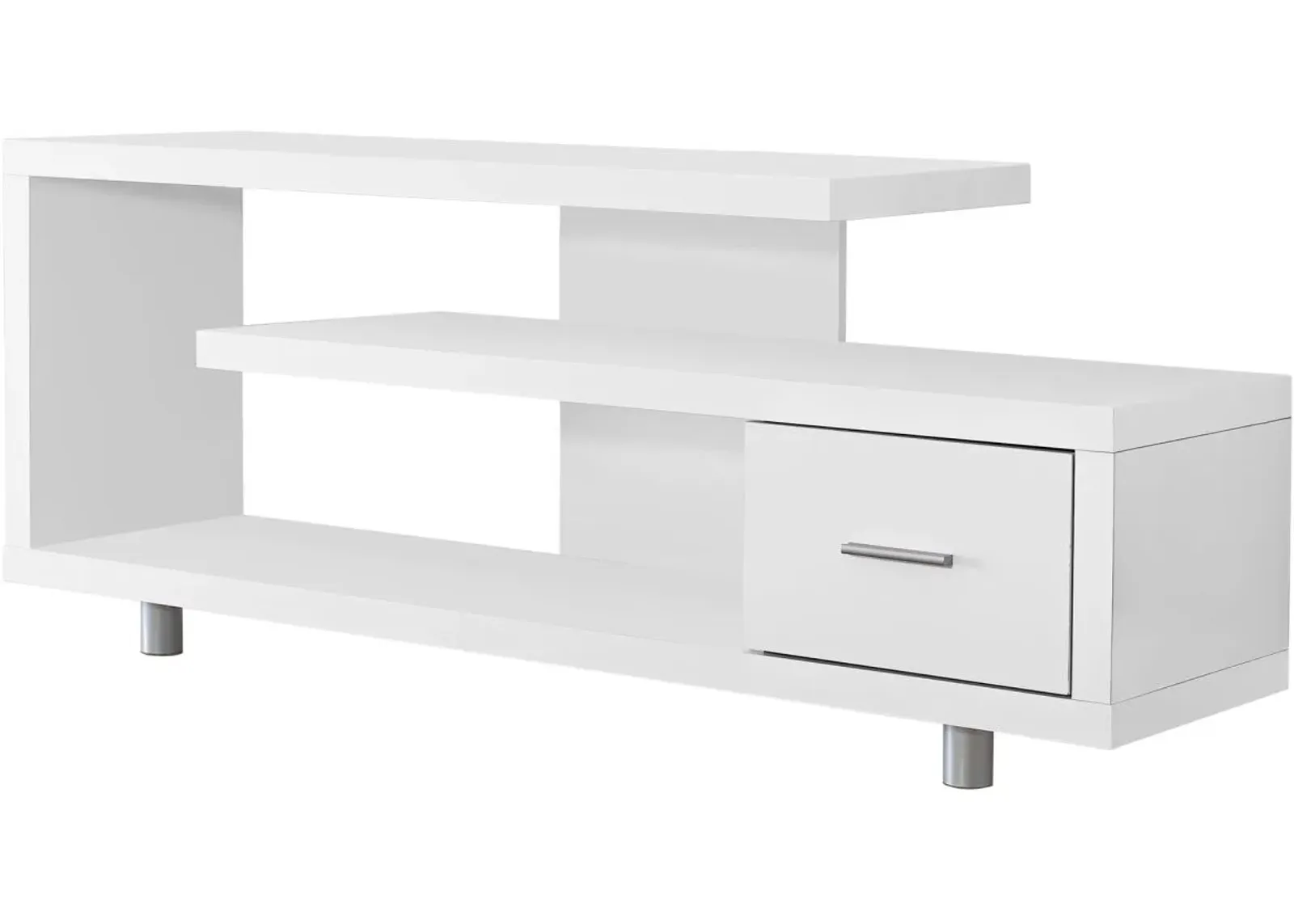 Tv Stand, 60 Inch, Console, Media Entertainment Center, Storage Cabinet, Living Room, Bedroom, Laminate, White, Contemporary, Modern