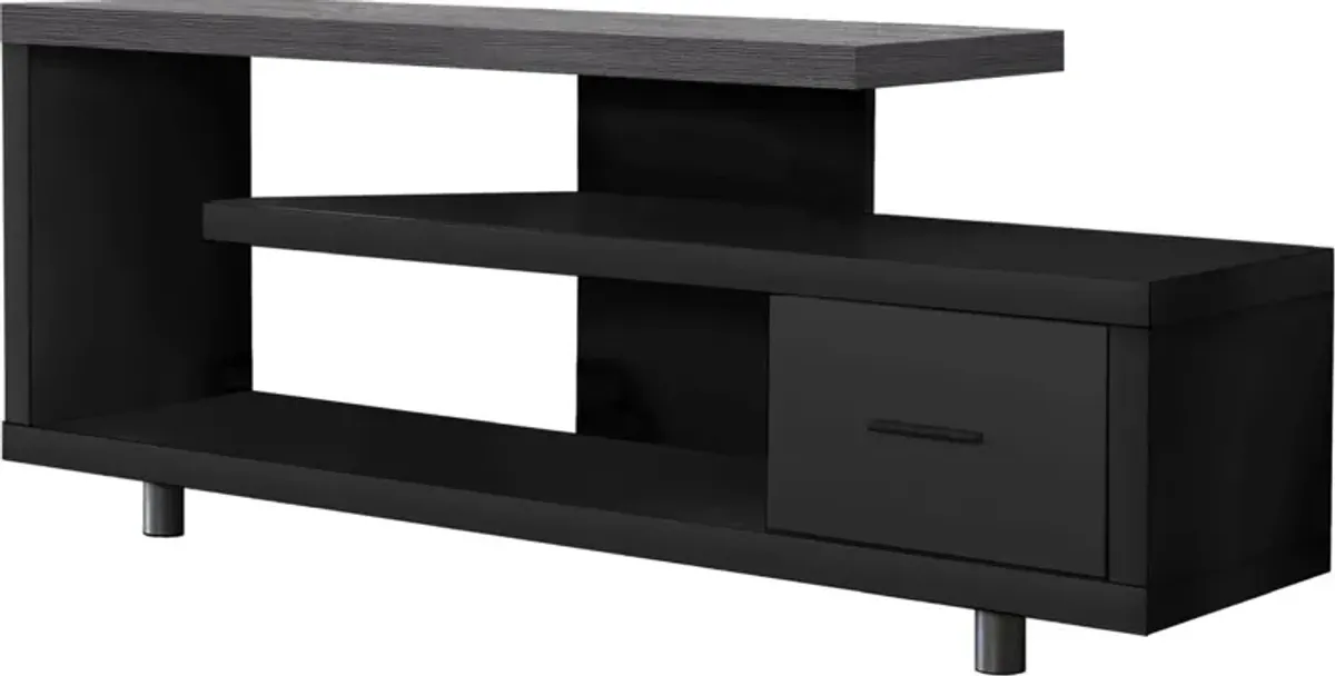 Tv Stand, 60 Inch, Console, Media Entertainment Center, Storage Cabinet, Living Room, Bedroom, Laminate, Black, Grey, Contemporary, Modern