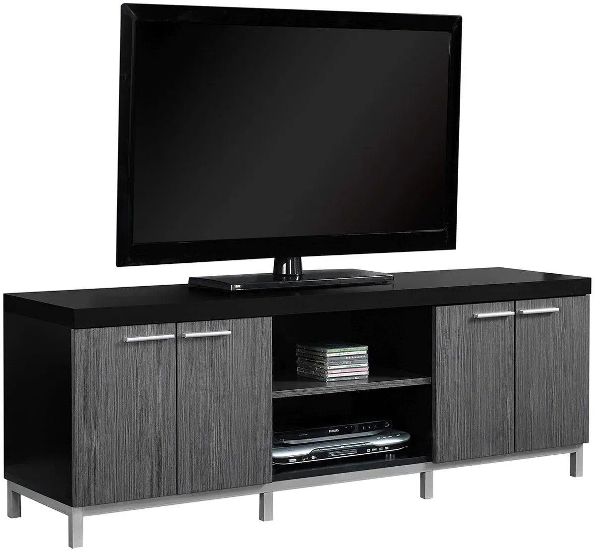 Tv Stand, 60 Inch, Console, Media Entertainment Center, Storage Cabinet, Living Room, Bedroom, Laminate, Black, Grey, Contemporary, Modern