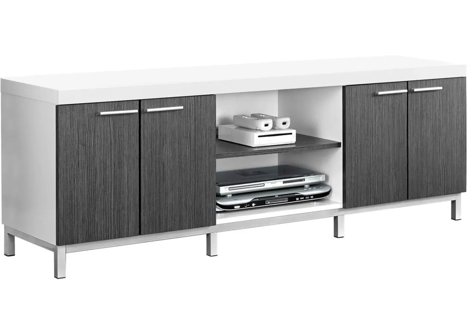 Tv Stand, 60 Inch, Console, Media Entertainment Center, Storage Cabinet, Living Room, Bedroom, Laminate, White, Grey, Contemporary, Modern