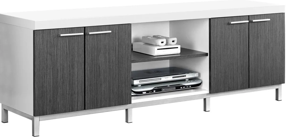Tv Stand, 60 Inch, Console, Media Entertainment Center, Storage Cabinet, Living Room, Bedroom, Laminate, White, Grey, Contemporary, Modern