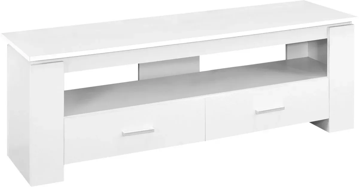 Tv Stand, 48 Inch, Console, Media Entertainment Center, Storage Drawers, Living Room, Bedroom, Laminate, White, Contemporary, Modern