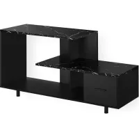 Tv Stand, 48 Inch, Console, Media Entertainment Center, Storage Drawer, Living Room, Bedroom, Laminate, Black Marble Look, Contemporary, Modern