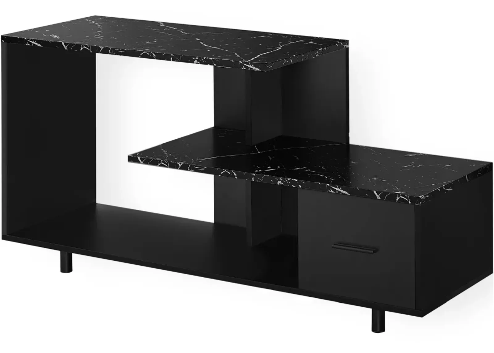 Tv Stand, 48 Inch, Console, Media Entertainment Center, Storage Drawer, Living Room, Bedroom, Laminate, Black Marble Look, Contemporary, Modern