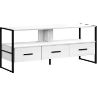 Tv Stand, 48 Inch, Console, Media Entertainment Center, Storage Drawers, Living Room, Bedroom, Laminate, Metal, White, Black, Contemporary, Modern