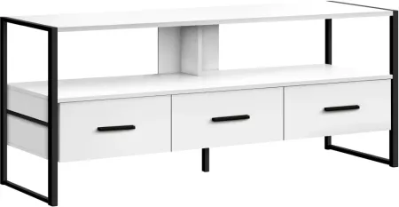 Tv Stand, 48 Inch, Console, Media Entertainment Center, Storage Drawers, Living Room, Bedroom, Laminate, Metal, White, Black, Contemporary, Modern