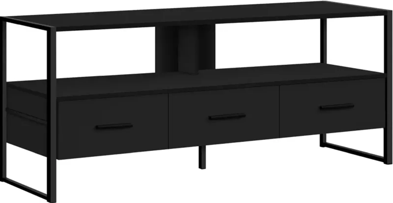 Tv Stand, 48 Inch, Console, Media Entertainment Center, Storage Drawers, Living Room, Bedroom, Laminate, Metal, Black, Contemporary, Modern