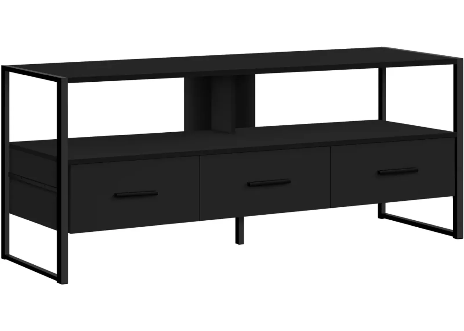 Tv Stand, 48 Inch, Console, Media Entertainment Center, Storage Drawers, Living Room, Bedroom, Laminate, Metal, Black, Contemporary, Modern