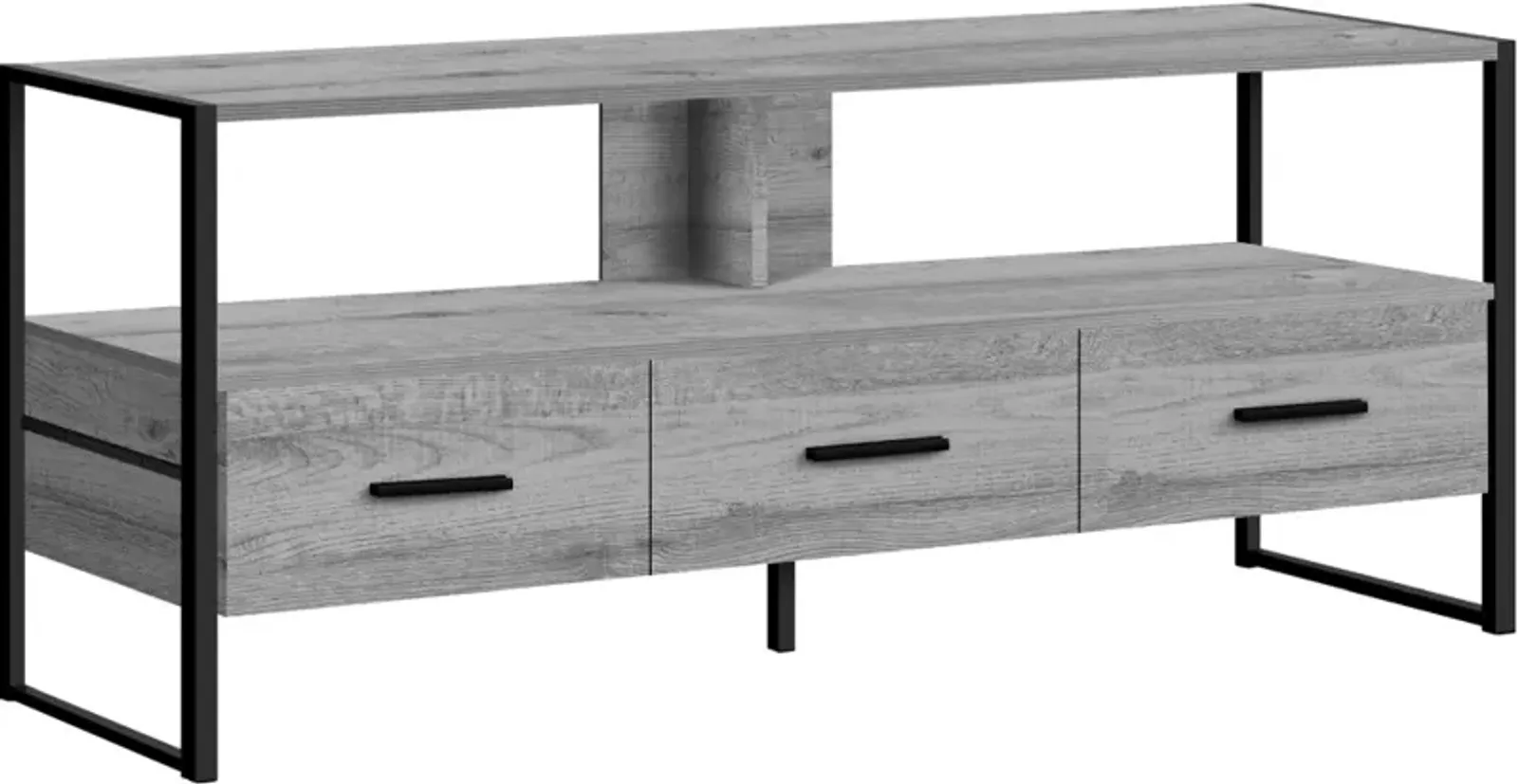 Tv Stand, 48 Inch, Console, Media Entertainment Center, Storage Drawers, Living Room, Bedroom, Laminate, Metal, Grey, Black, Contemporary, Modern