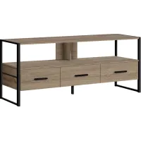 Tv Stand, 48 Inch, Console, Media Entertainment Center, Storage Drawers, Living Room, Bedroom, Laminate, Metal, Brown, Black, Contemporary, Modern