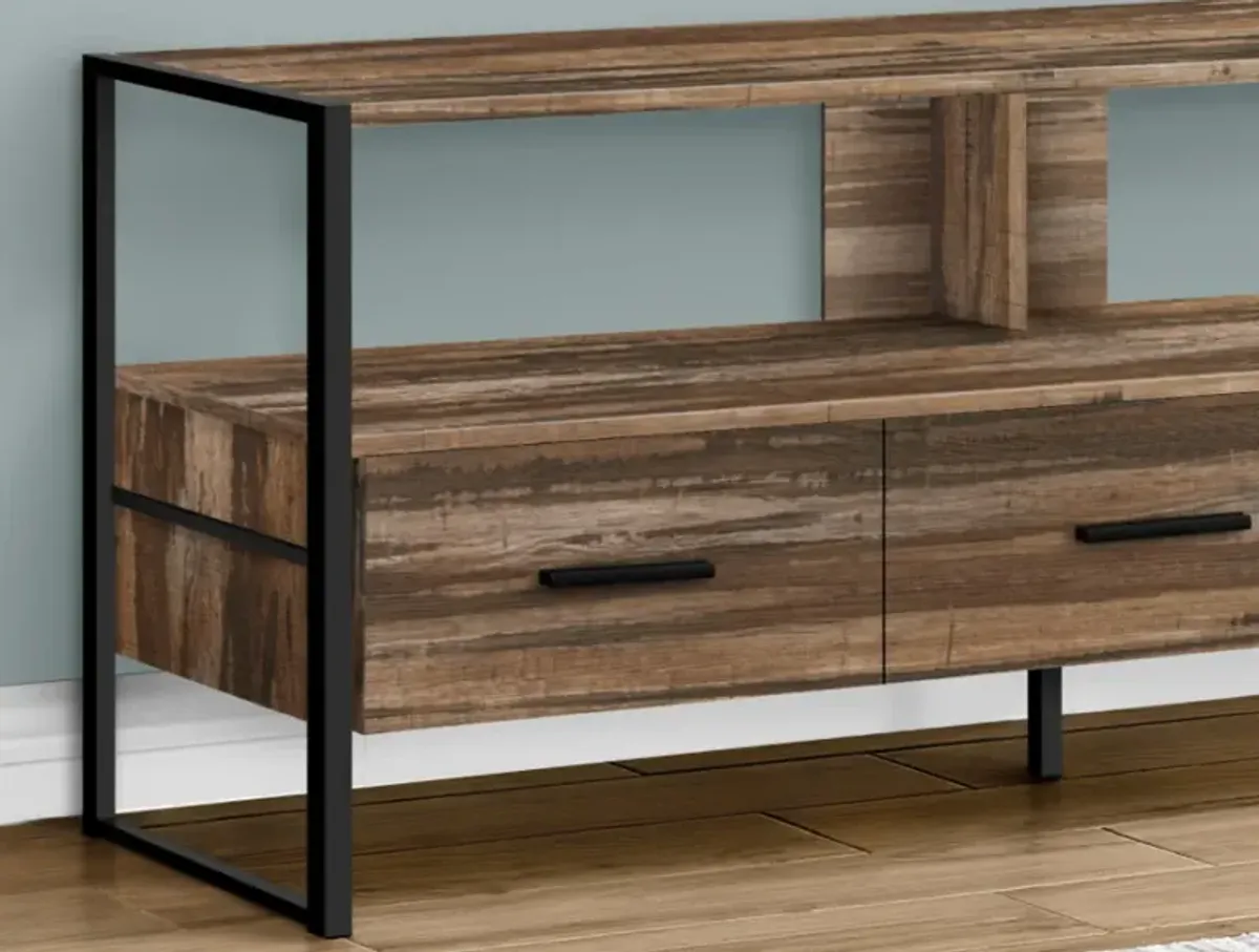 Tv Stand, 48 Inch, Console, Media Entertainment Center, Storage Drawers, Living Room, Bedroom, Laminate, Metal, Brown, Black, Contemporary, Modern