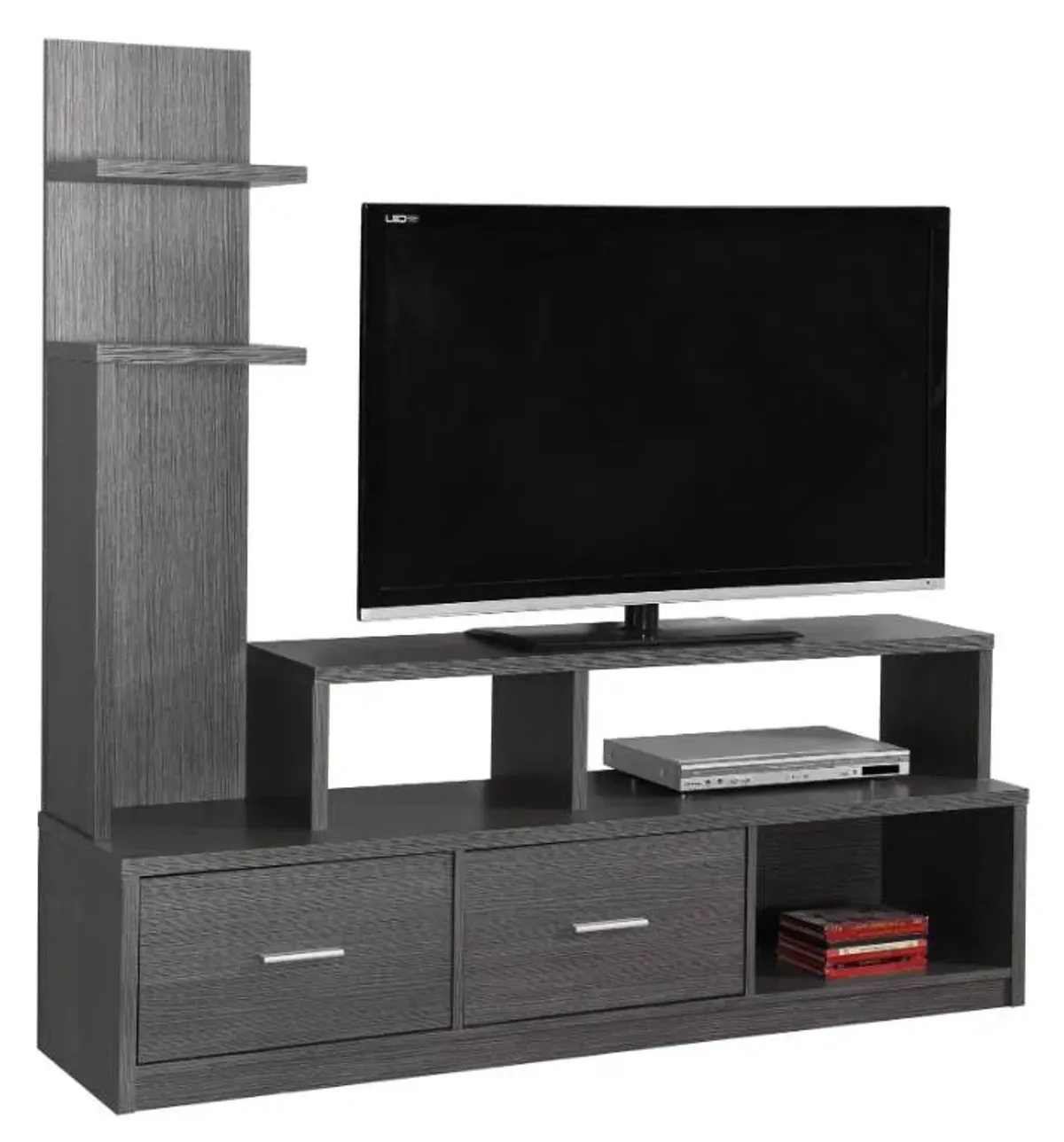 Monarch Specialties Inc. Grey TV Stand with Display Tower