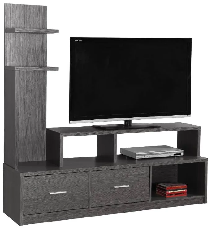 Monarch Specialties Inc. Grey TV Stand with Display Tower