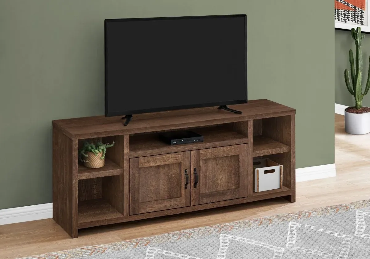 Tv Stand, 60 Inch, Console, Media Entertainment Center, Storage Cabinet, Living Room, Bedroom, Laminate, Brown, Transitional