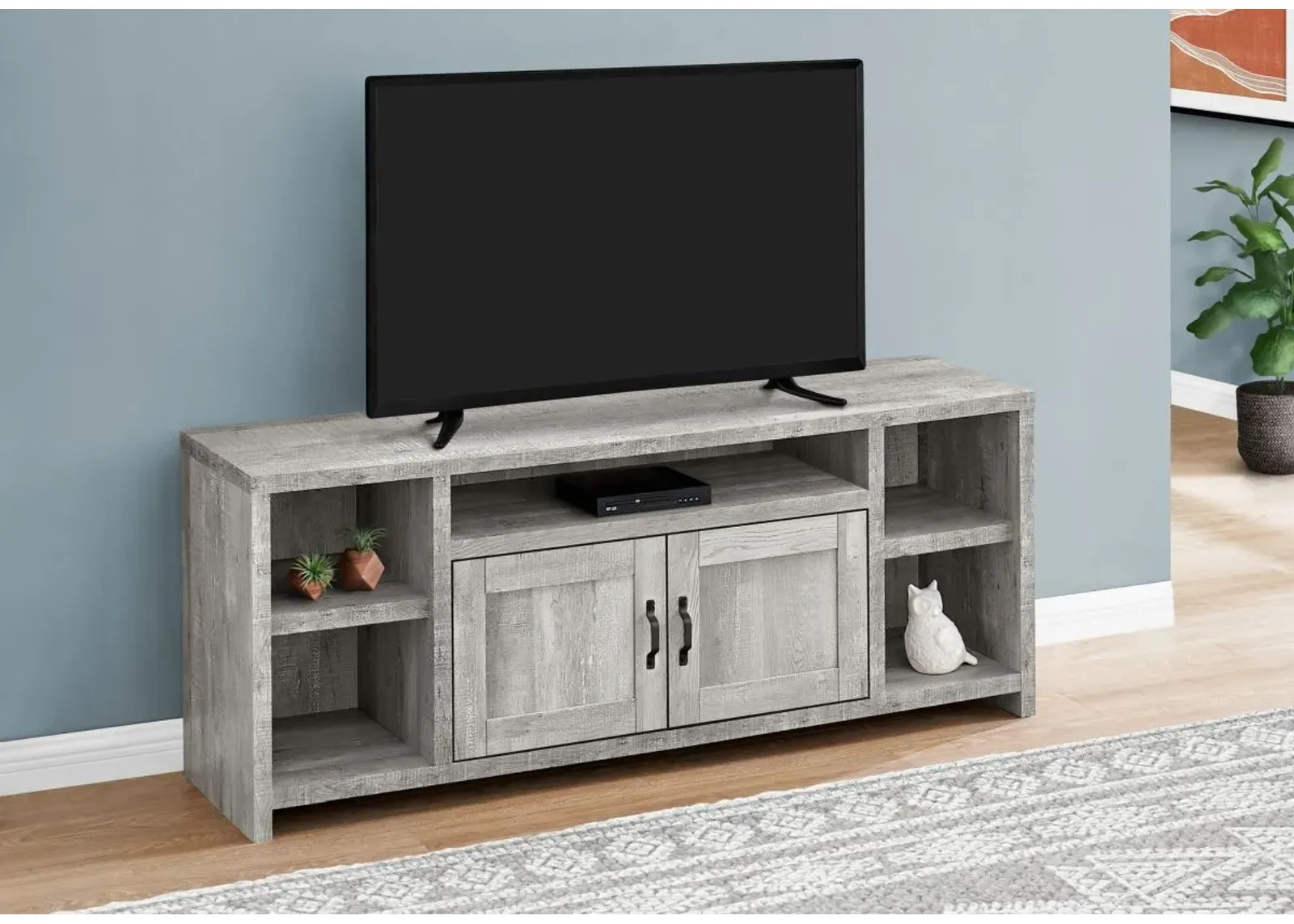 Tv Stand, 60 Inch, Console, Media Entertainment Center, Storage Cabinet, Living Room, Bedroom, Laminate, Grey, Transitional