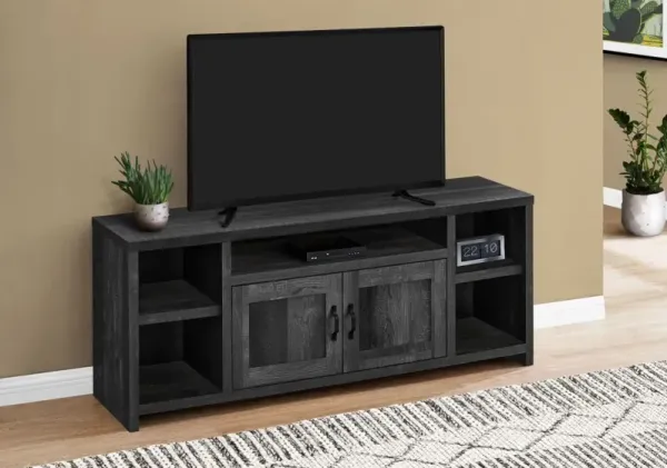 Tv Stand, 60 Inch, Console, Media Entertainment Center, Storage Cabinet, Living Room, Bedroom, Laminate, Black, Transitional