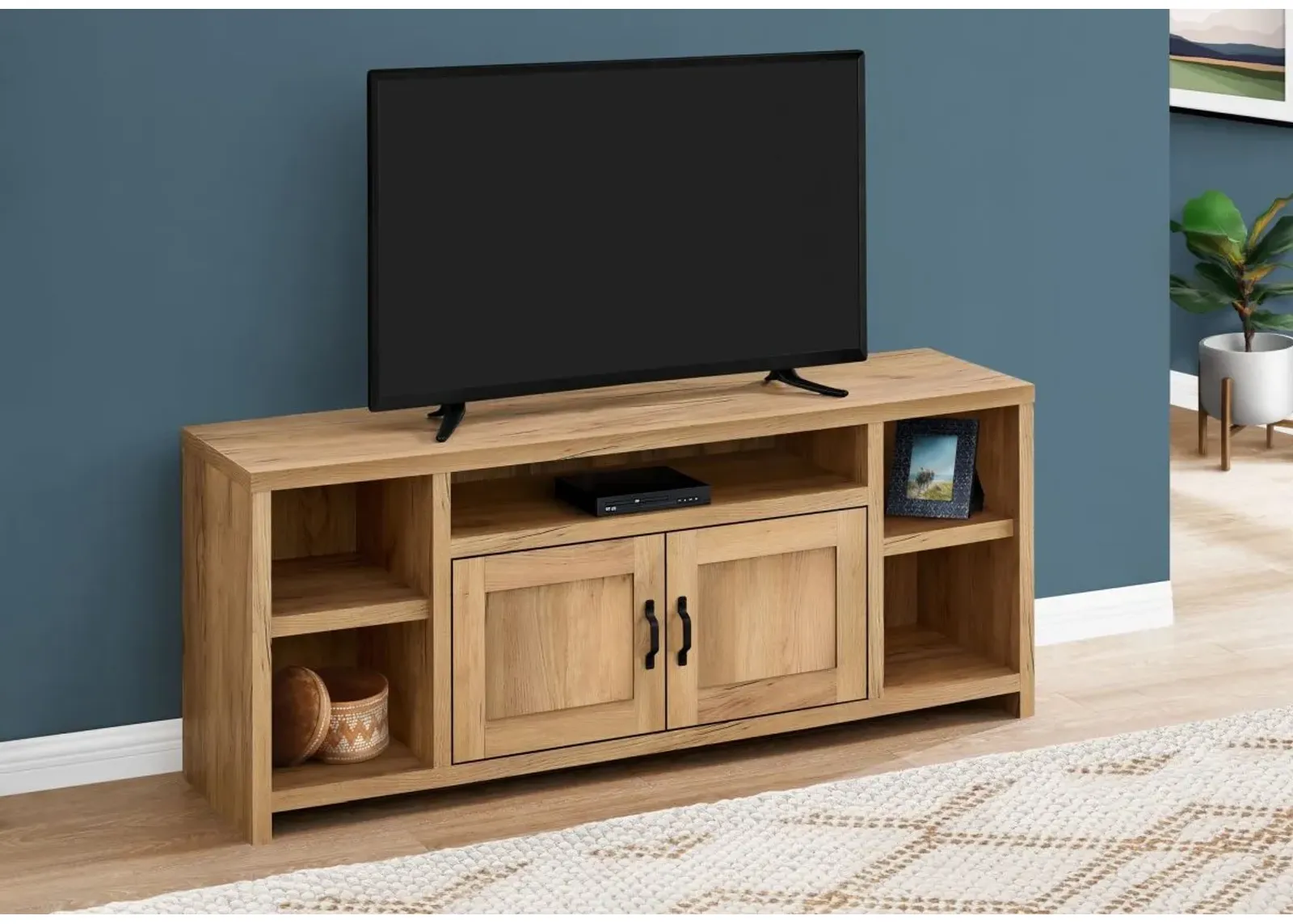 Tv Stand, 60 Inch, Console, Media Entertainment Center, Storage Cabinet, Living Room, Bedroom, Laminate, Brown, Transitional