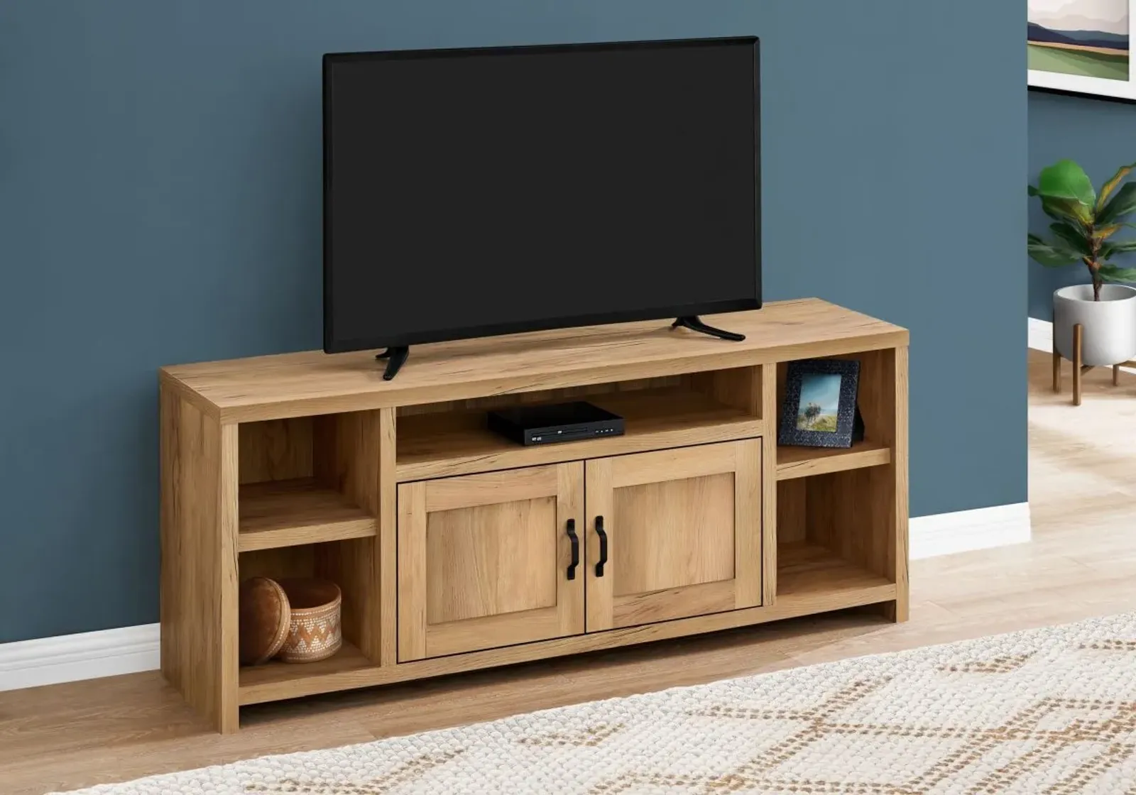 Tv Stand, 60 Inch, Console, Media Entertainment Center, Storage Cabinet, Living Room, Bedroom, Laminate, Brown, Transitional