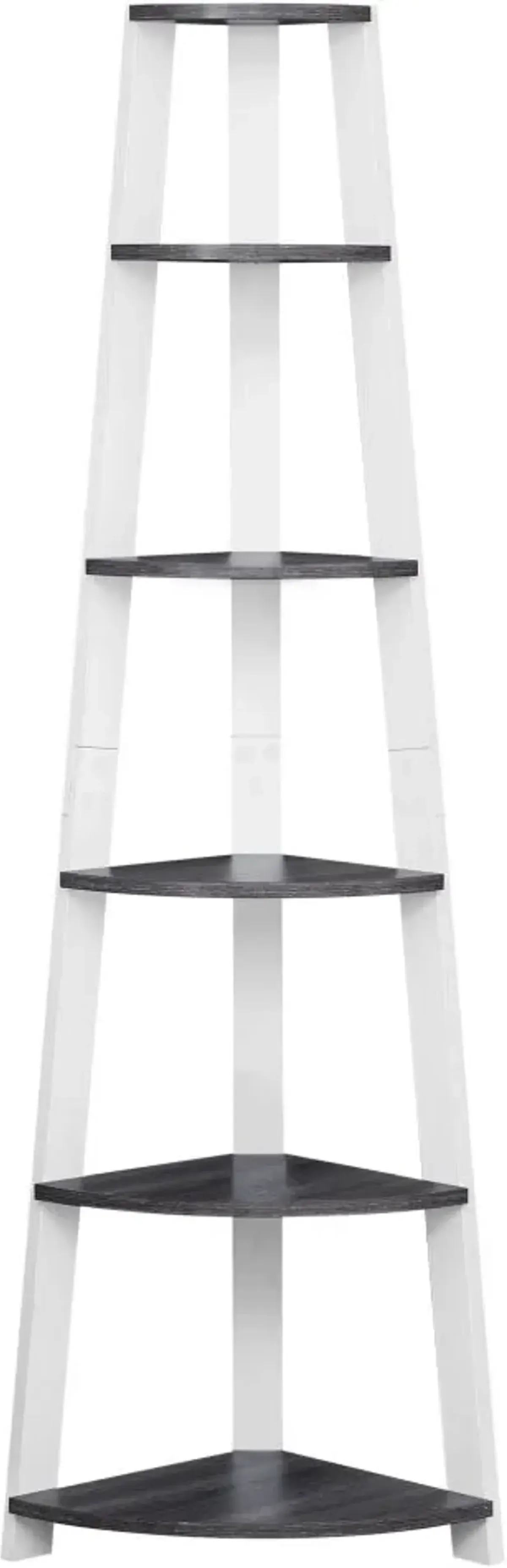 Bookshelf, Bookcase, Etagere, Corner, 5 Tier, 72"H, Office, Bedroom, Laminate, Grey, White, Contemporary, Modern