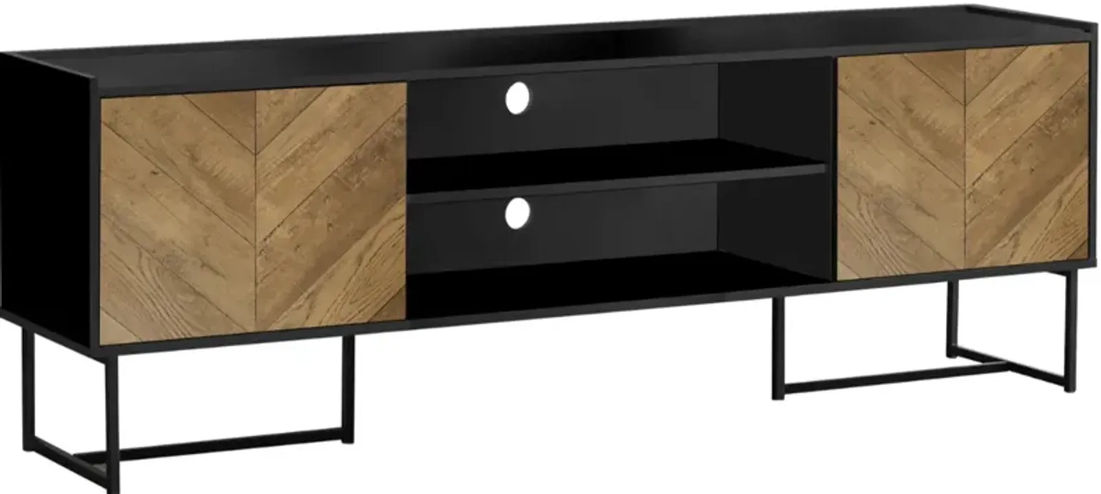 Monarch Specialties Inc. Black/Brown 72" TV Stand with Metal Legs