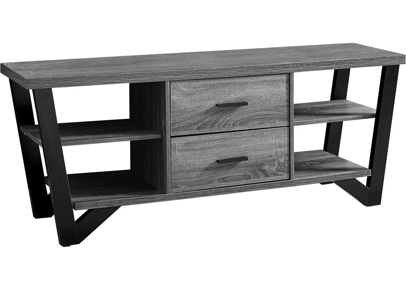 Tv Stand, 60 Inch, Console, Media Entertainment Center, Storage Cabinet, Living Room, Bedroom, Laminate, Grey, Black, Contemporary, Modern