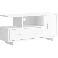 Tv Stand, 48 Inch, Console, Media Entertainment Center, Storage Cabinet, Drawers, Living Room, Bedroom, Laminate, White, Contemporary, Modern