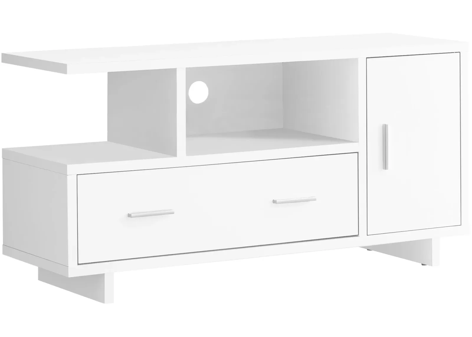 Tv Stand, 48 Inch, Console, Media Entertainment Center, Storage Cabinet, Drawers, Living Room, Bedroom, Laminate, White, Contemporary, Modern