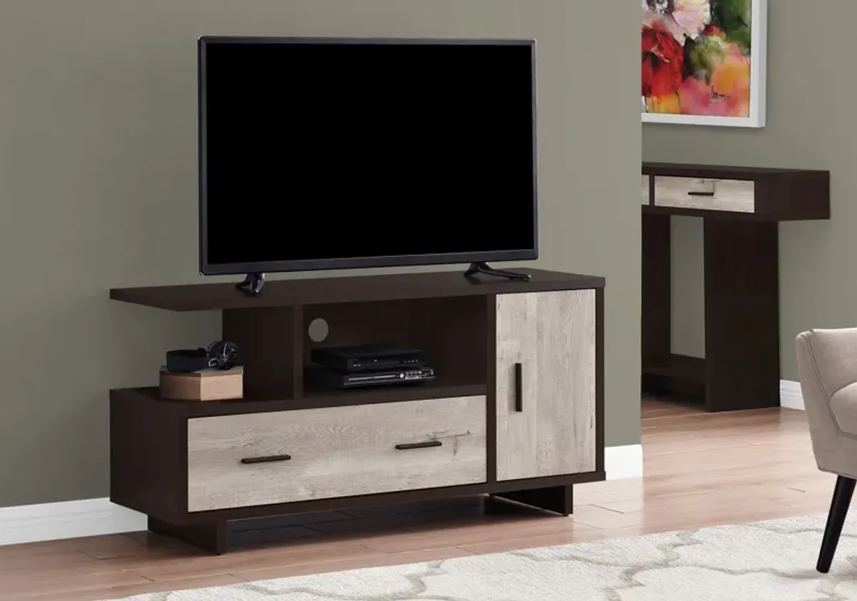 Tv Stand, 48 Inch, Console, Media Entertainment Center, Storage Cabinet, Drawers, Living Room, Bedroom, Laminate, Brown, Contemporary, Modern