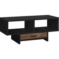 Coffee Table, Accent, Cocktail, Rectangular, Storage, Living Room, 42" L, Drawer, Laminate, Black, Brown, Contemporary, Modern