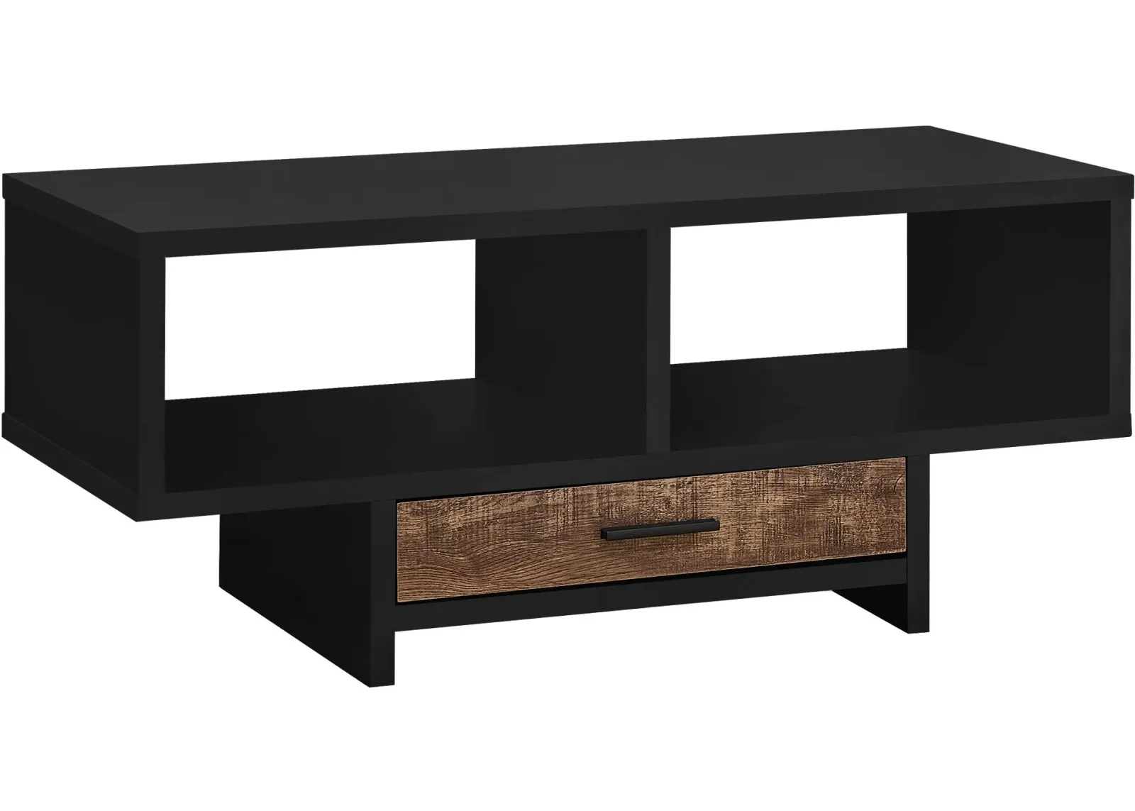 Coffee Table, Accent, Cocktail, Rectangular, Storage, Living Room, 42" L, Drawer, Laminate, Black, Brown, Contemporary, Modern