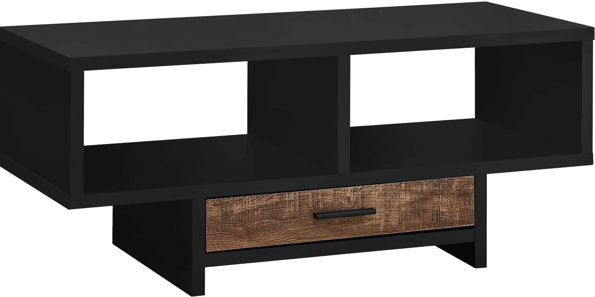 Coffee Table, Accent, Cocktail, Rectangular, Storage, Living Room, 42" L, Drawer, Laminate, Black, Brown, Contemporary, Modern