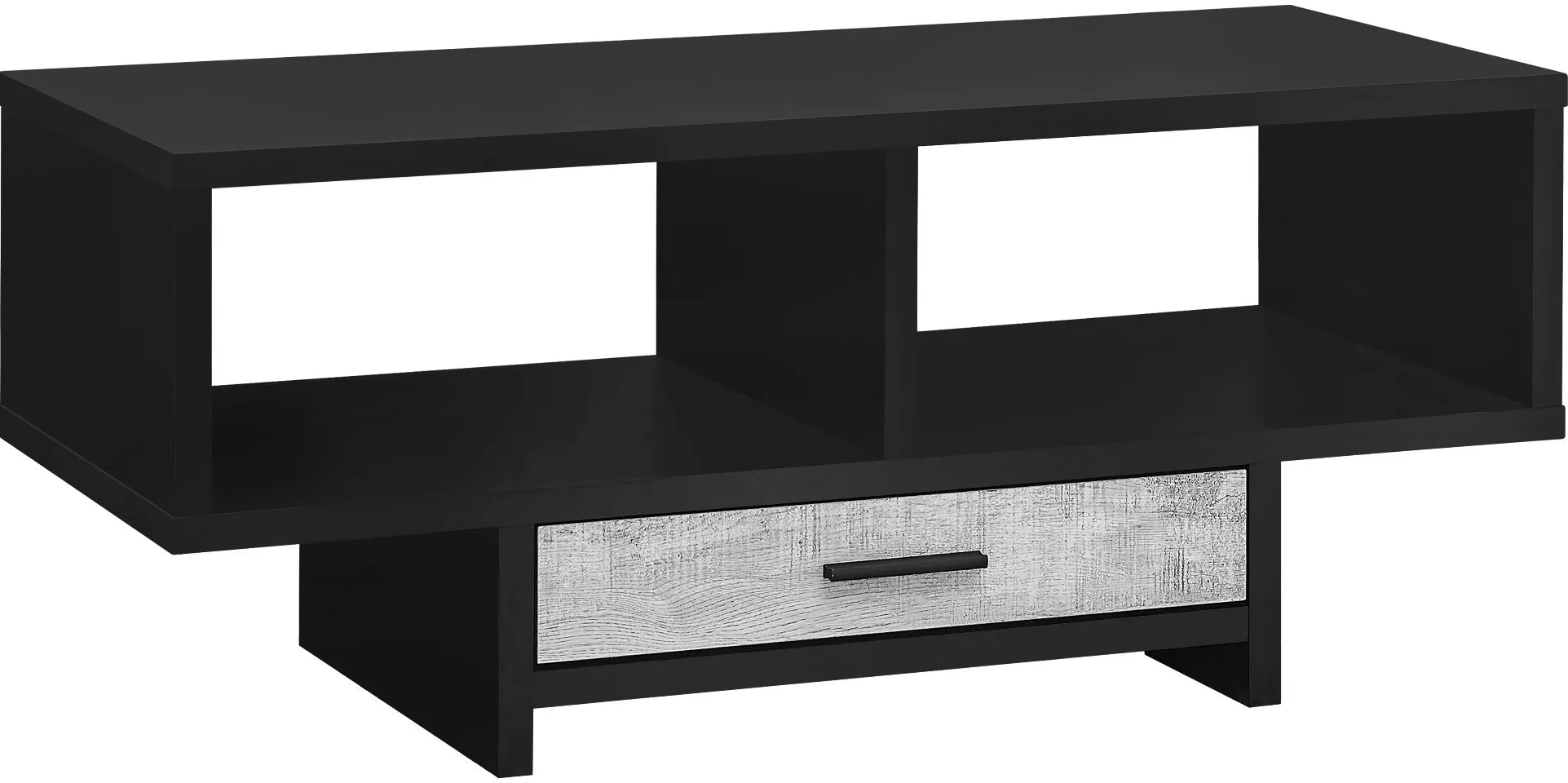 Coffee Table, Accent, Cocktail, Rectangular, Storage, Living Room, 42" L, Drawer, Laminate, Black, Grey, Contemporary, Modern