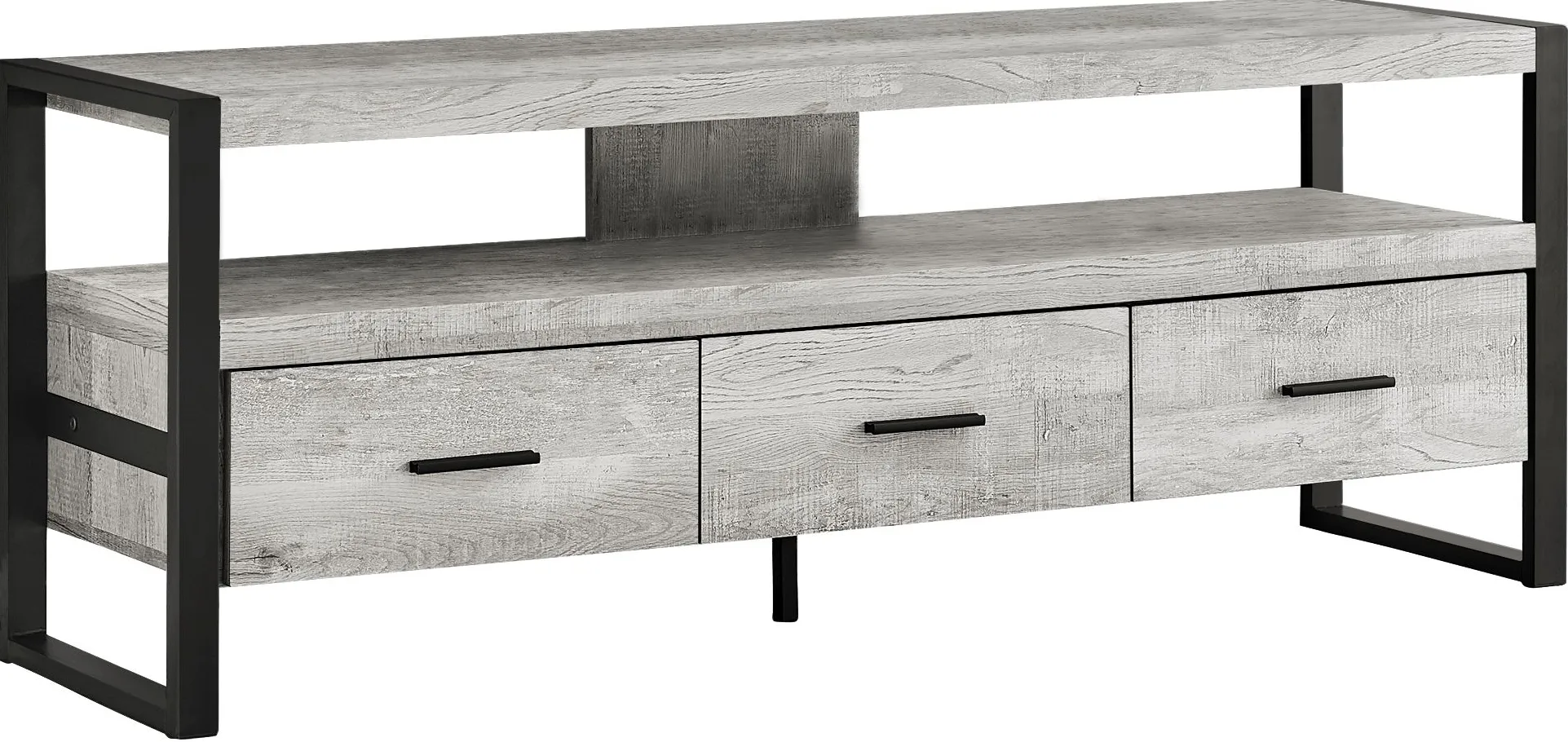 Tv Stand, 60 Inch, Console, Media Entertainment Center, Storage Drawers, Living Room, Bedroom, Metal, Laminate, Grey, Black, Contemporary, Modern