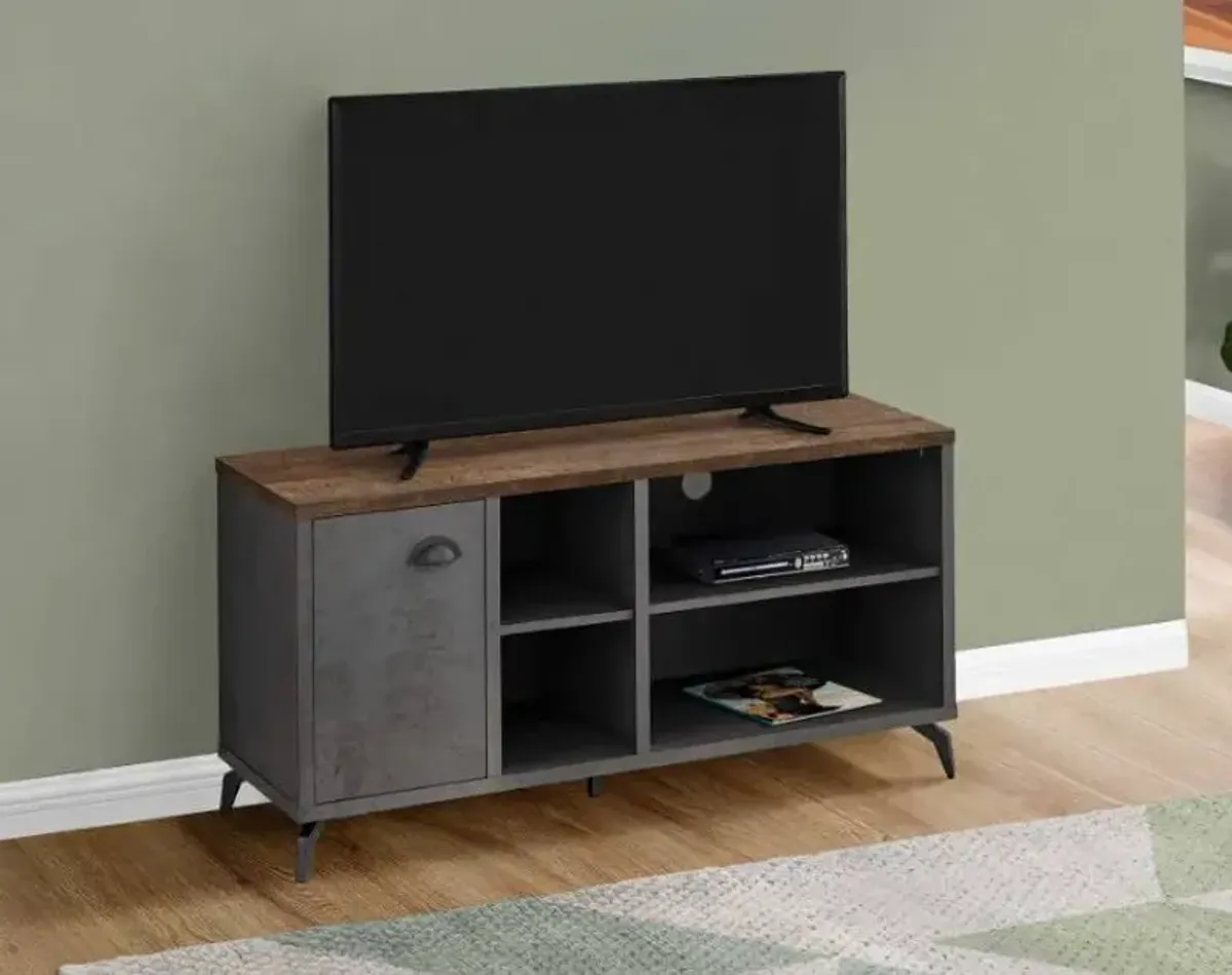 Monarch Specialties Inc. Grey Concrete/Medium Brown 48" Reclaimed TV Stand