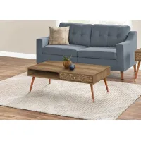 Coffee Table, Accent, Cocktail, Rectangular, Storage, Living Room, 44"L, Wood, Laminate, Walnut, Mid Century